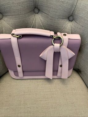 Pastel Lavender Satchel Handbag with Bow Accent